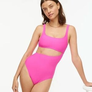 NWT J Crew Cutout Swimsuit One Piece Hot pink neon flamingo plus sz 24 New ak951